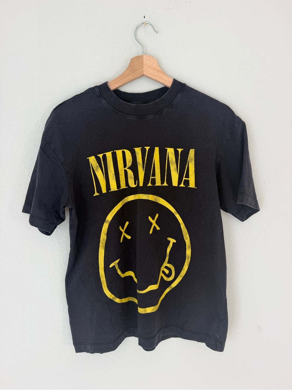 NIRVANA Black Short Sleeve Tee with Yellow Logo